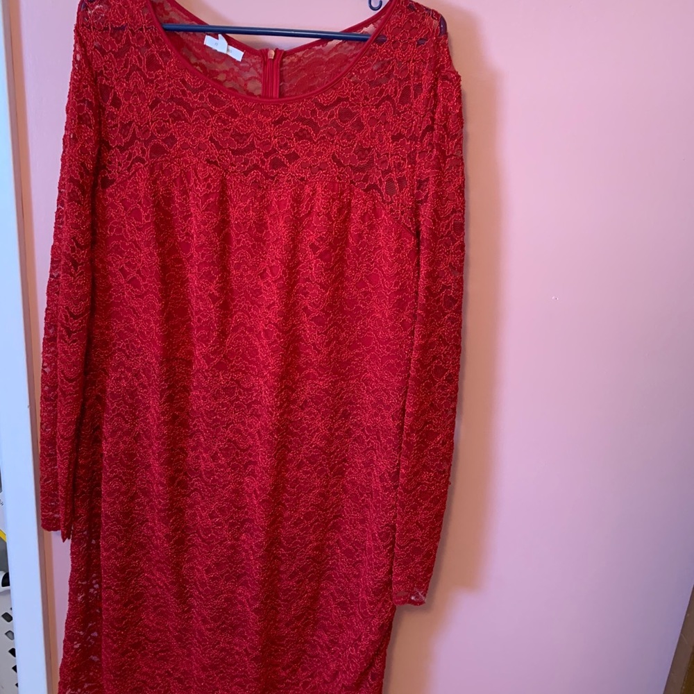 Red lace dress